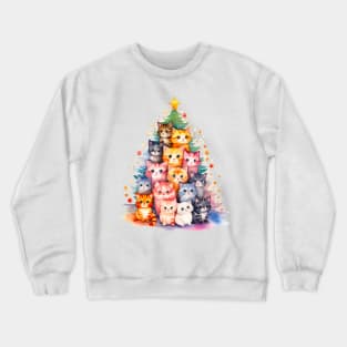 Cat Christmas Tree Crewneck Sweatshirt